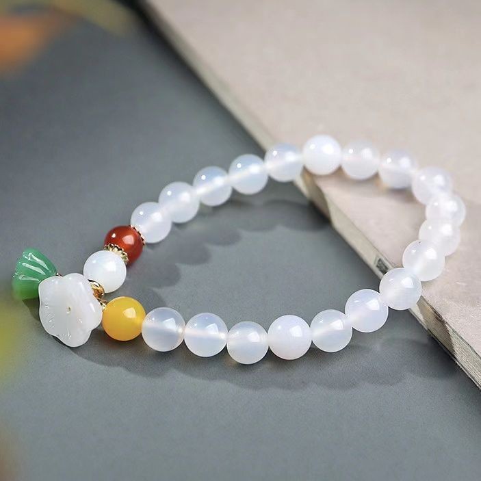 White Agate Bracelet with Lotu - Vintage Fashion Tiktok review and price