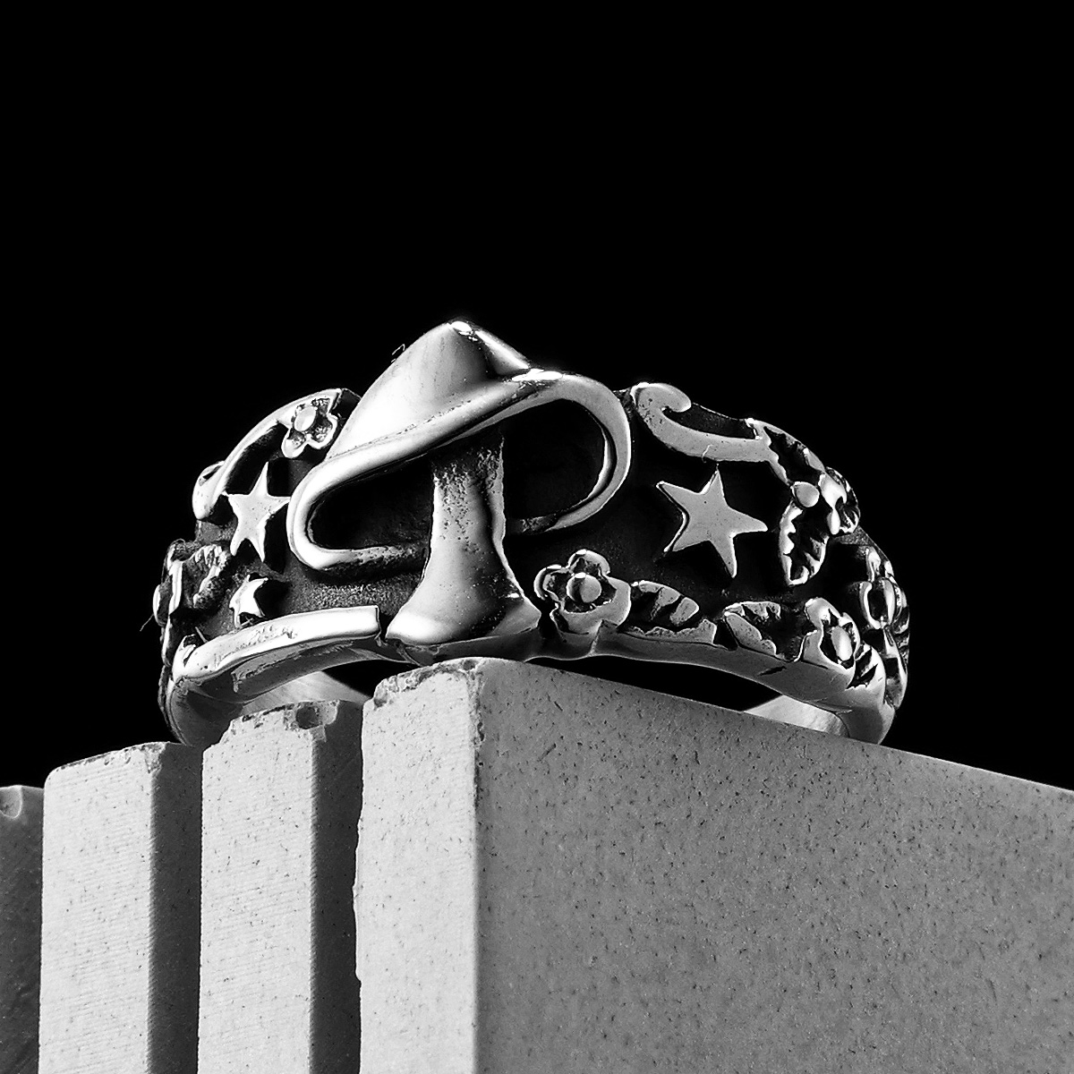 Mushroom Star Men Rings Stainl - Vintage Fashion Newtown review and price