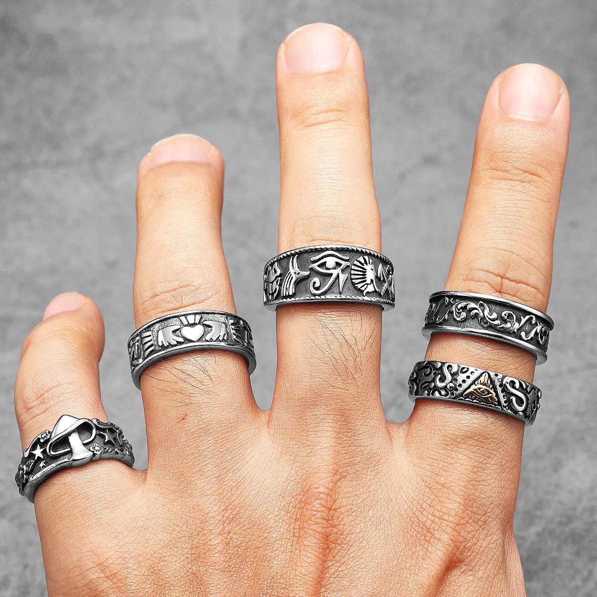 Mushroom Star Men Rings Stainl - Vintage Fashion Newtown review and price