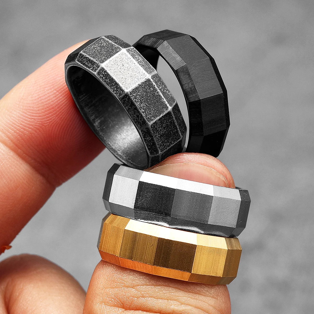 Geometric Cuts Men Rings Stain - Vintage Fashion Newtown review and price