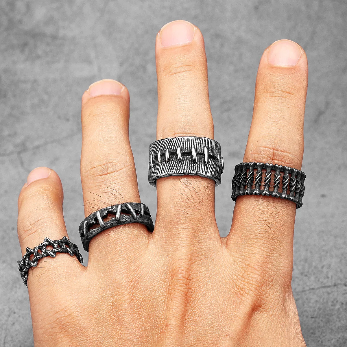 Retro Suture Men Rings Stainle - Vintage Fashion Newtown review and price
